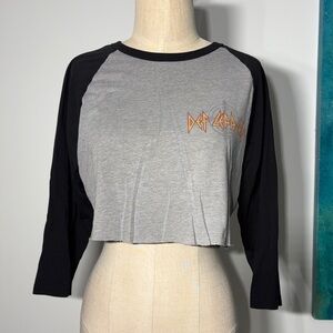 Def Leppard Women's Black and Gray Crop Top